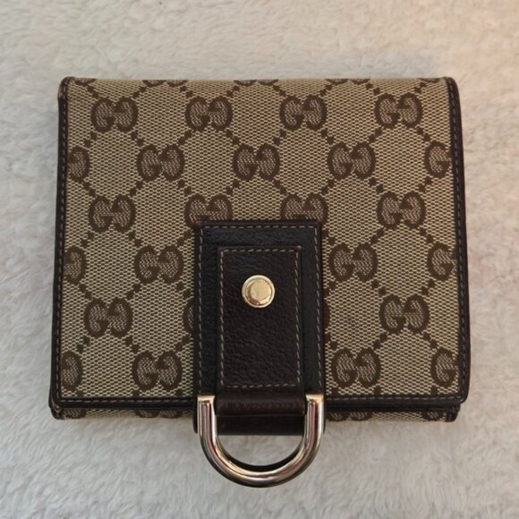 Gucci Beige and Brown GG Canvas Wallet - Picture 1 of 7